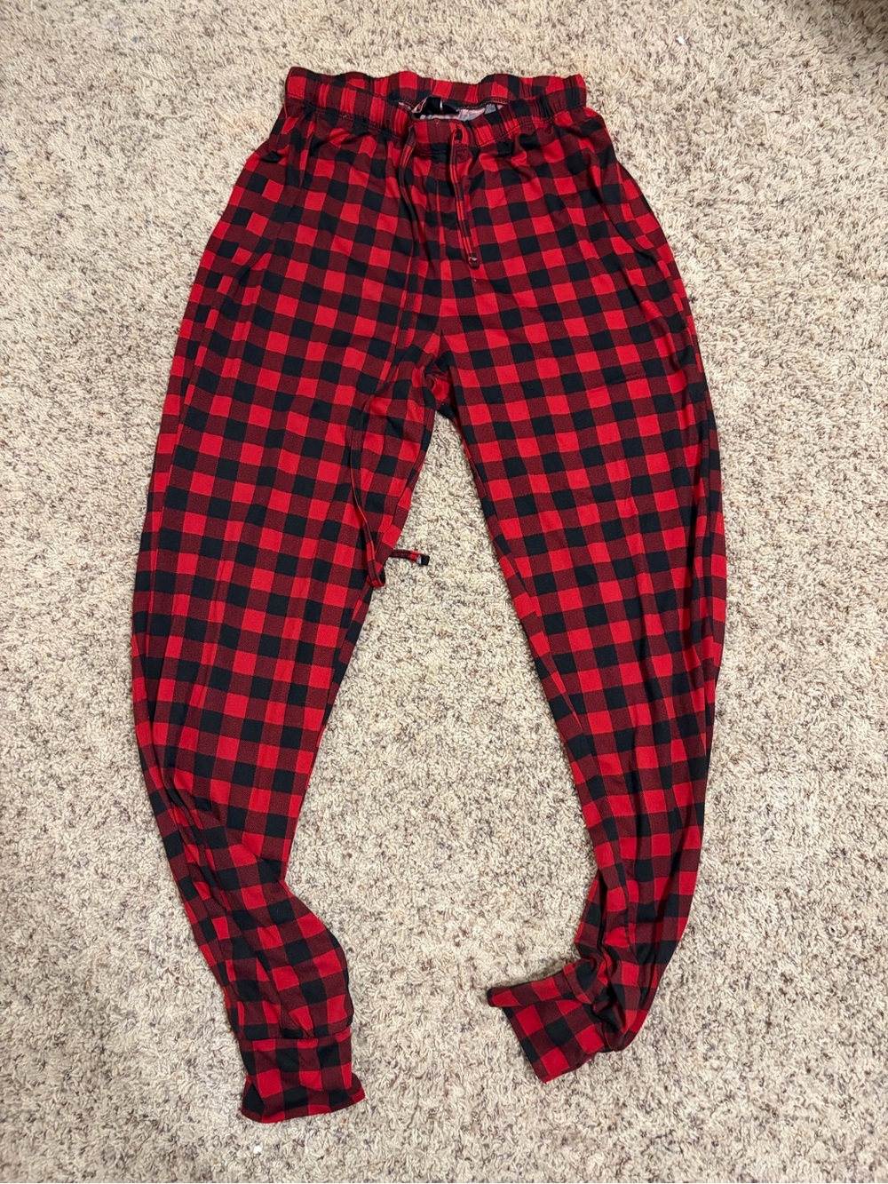 Red and Black Buffalo Plaid Pajama Joggers - Cozy Lounge Pants
